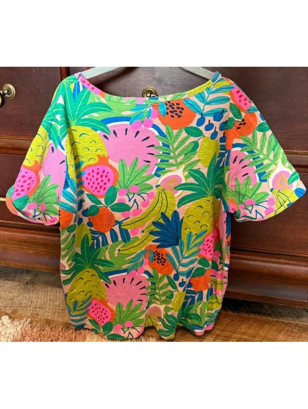 Boden Tie Front Tropical Fruit Shirt